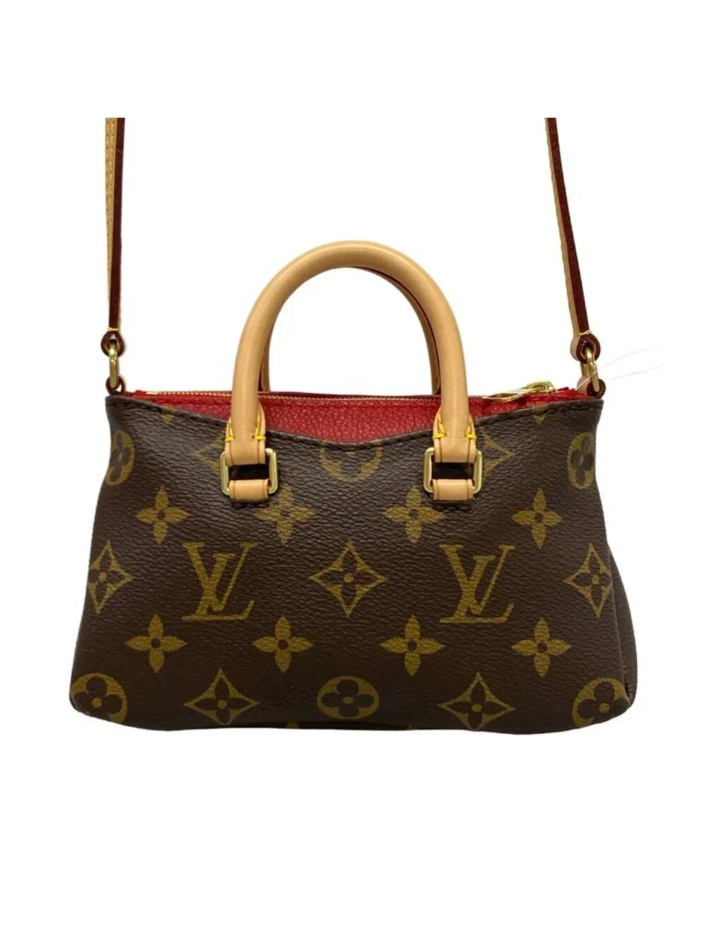 Louis Vuitton Shoulder Bag Monogram Nano Pallas Cerise Leather